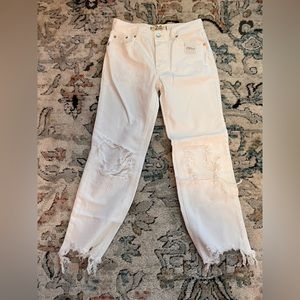 Free People Maggie Optic White Mid-Rise Straight Jeans